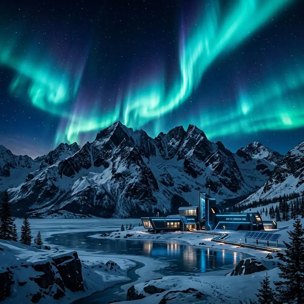 Aurora over mountains